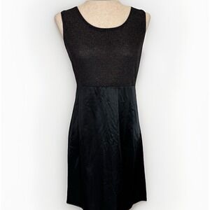 Vintage MS Choice California Mini Dress Size 8 USA Cocktail Black Satin Sparkle
